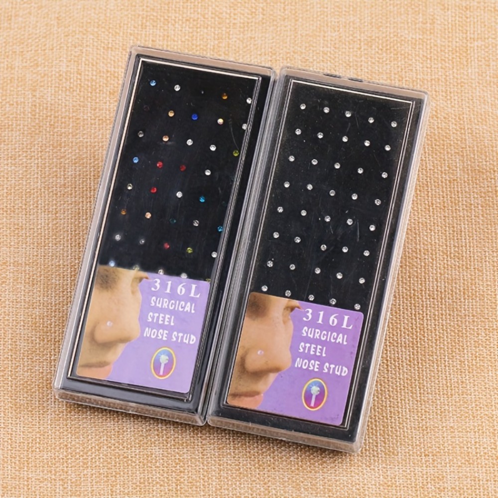 Body Jewelry Stores - 60 個のノーズリングセットスタッドピアスステンレス鋼ノーズピアスセットボディジュエリーセット 857 ストア
