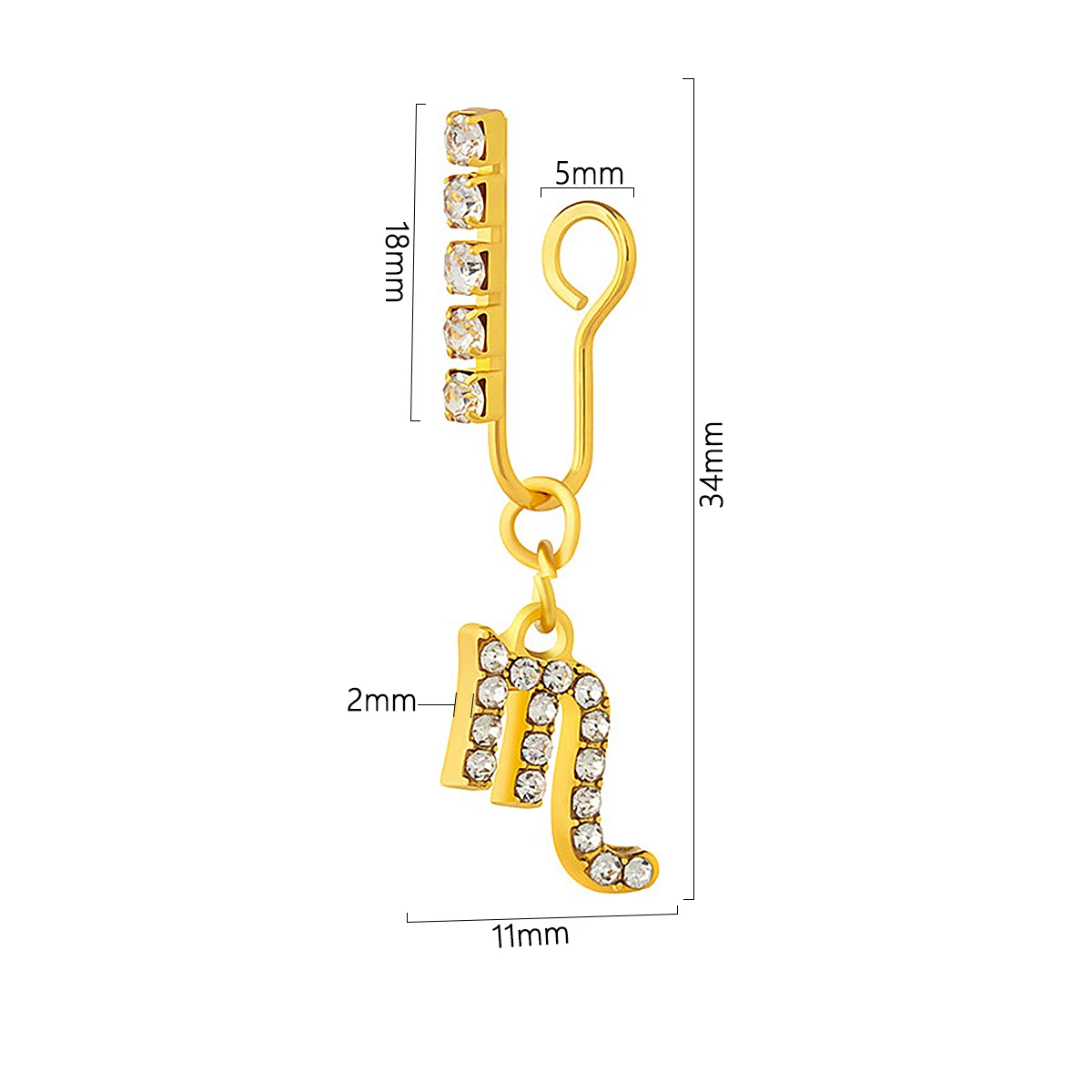 Body Jewelry And Earrings - ジルコニアメタルイヤークリップ,12個,2パック,偽のノーズリング,穴なし,スパイラル軟骨,ピアスなしのボディジュエリー