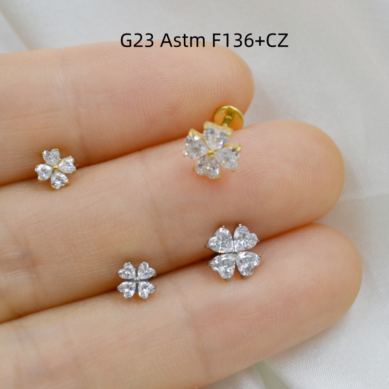 Body Jewelry Stores - AMIGATINA卸売店 10個入り G23チタン ASTM F136 CZ