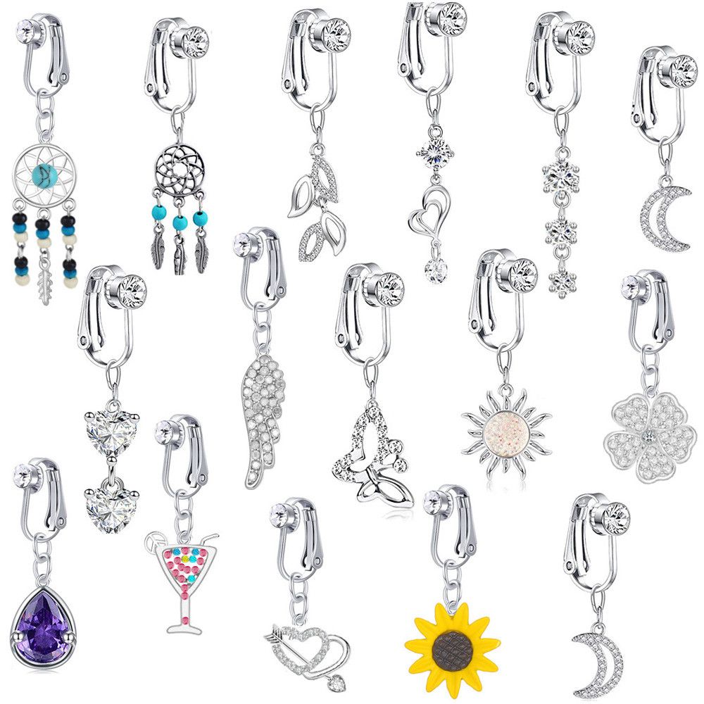 Body Jewelry And Earrings - 偽の腹と偽のへそピアス,へそピアス,へそ,ニペアクリップ,さわやかな葉