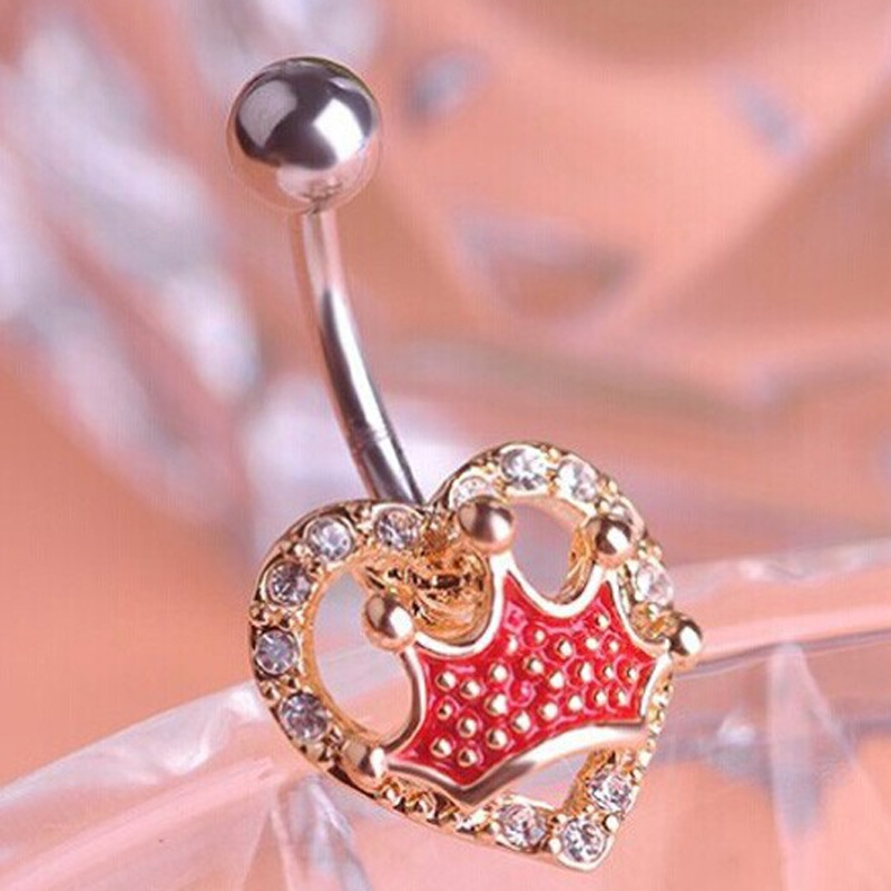 Body Jewelry Brands - zlxgirl ファッション女性のセックスレッドクラウン形状へそリングジュエリーブランドステンレス鋼ピアス女性パンクビジュー