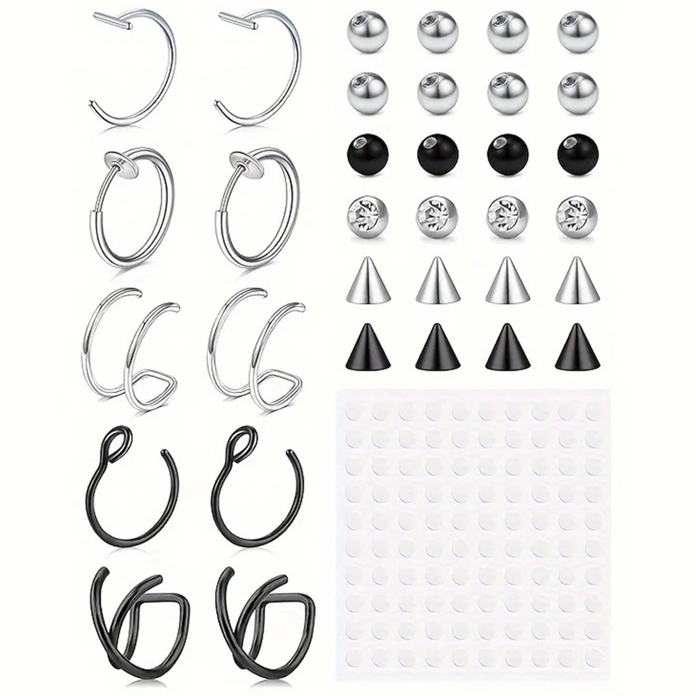 Body Jewelry And Earrings - フェイクピアス、フェイクリップリング、フェイクノーズリング、フェイクスネークバイト、フェイクアイブロウピアス、イヤーカフクリップ、フェイクノーズイヤーリップスタッド