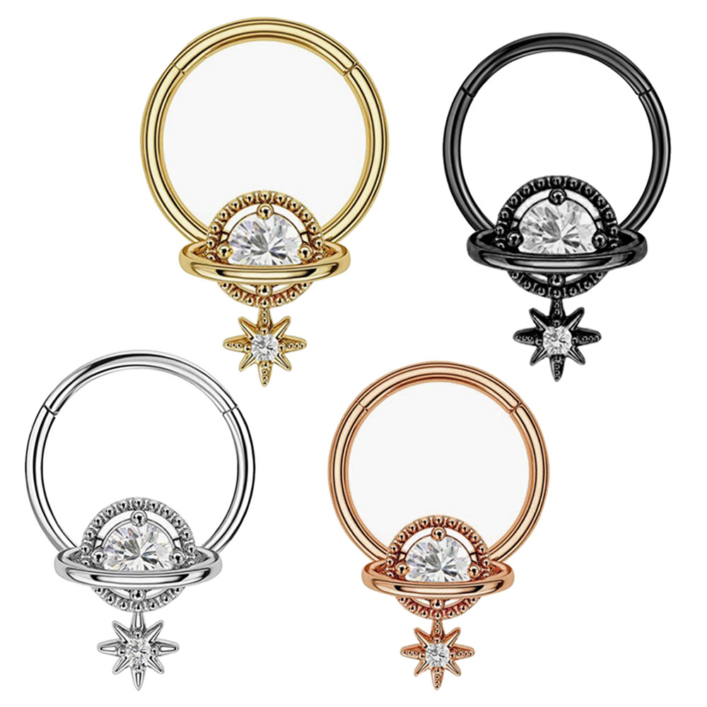 Body Jewelry And Earrings - セプタムリング プラネットジュエリー サージカルスチール ダイスピアスジュエリー CZヒンジセグメント ヘリックスイヤリング