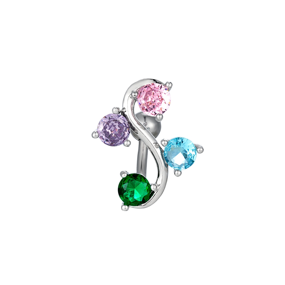 Body Jewelry Shop - ステンレス鋼の湾曲したベリーリング、マルチカラーの宝石付き、かわいいへそジュエリー、女性用サマーパーティーウェア、セクシーなショッピングアクセサリー