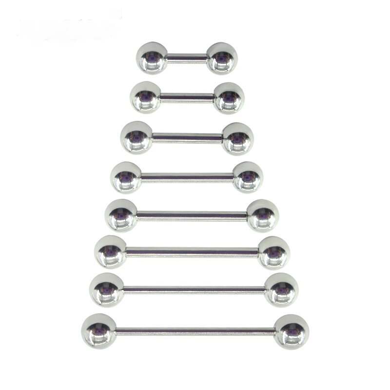 Tongue Barbell Straight - 2 個 0.8 ミリメートルステンレス鋼ロングストレート工業用バーベルリングボディジュエリー舌乳首珠ヘリックス耳ピアス
