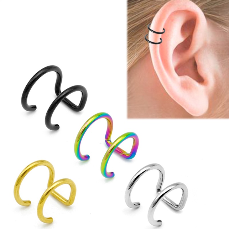 Body Jewelry And Earrings - 2個セット 316Lステンレス製 クリップ式イヤーカフ ヘリックス軟骨イヤリング フェイクリップリング ノンピアス