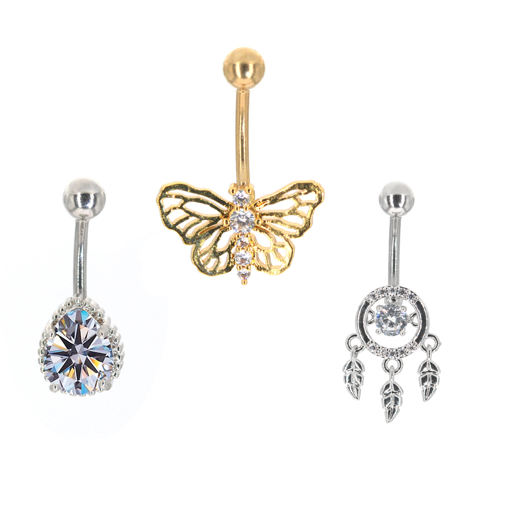 Body Jewelry Brands - 1pc蝶セクシーなへそ腹ボタンリングoreja 14グラムハートブランドニューハート316L外科鋼腹ピアスジュエリー
