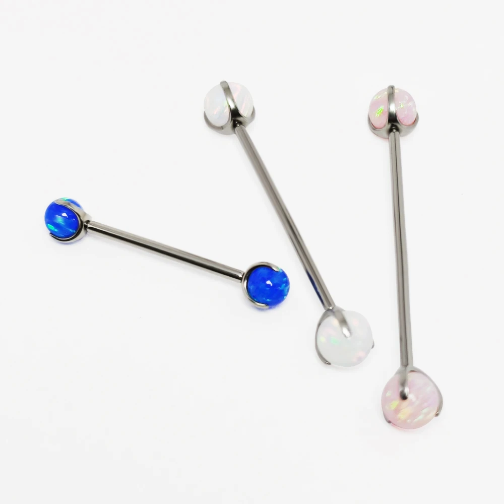 Tongue Barbell Straight - G23チタンオパールバーベルボールリングリップニップルピアス舌ダイスヘリックス16Gストレートトラガスピアススタッド耳ボディジュエリー