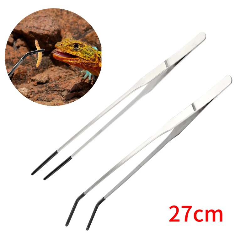 Body Jewelry Tool - 2個セット ステンレス製ピンセット ストレート＆カーブチップ付き 爬虫類・トカゲ・クモ用 クラフト・ジュエリー修理用