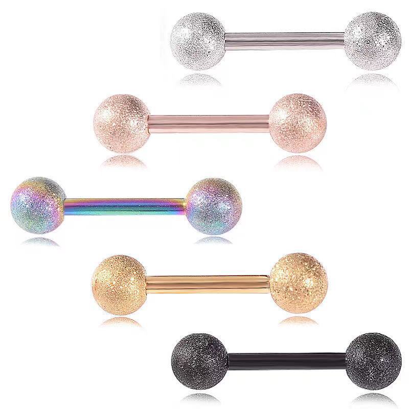 Tongue Barbell Straight - 14G サージカルスチール製ストレートバーベル インターナルネジ式 タンニップルシールドバーベルリング バーボディピアスジュエリー