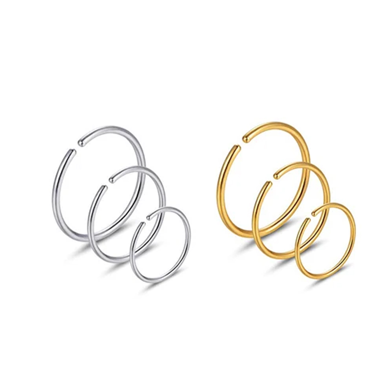Body Jewelry And Earrings - 6個/ロット 低アレルギー性ノーズリングフープ 316Lサージカルステンレス鋼 20G イヤリング 軟骨