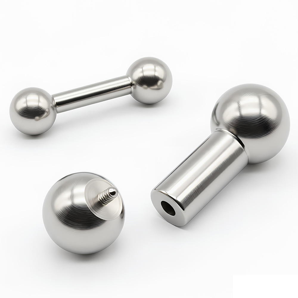 Tongue Barbell Straight - 1Pc 12G-00G ステンレス鋼ストレートバーベルピアス舌乳首リング大ゲージ雌ねじヘリックスローブピアスボール