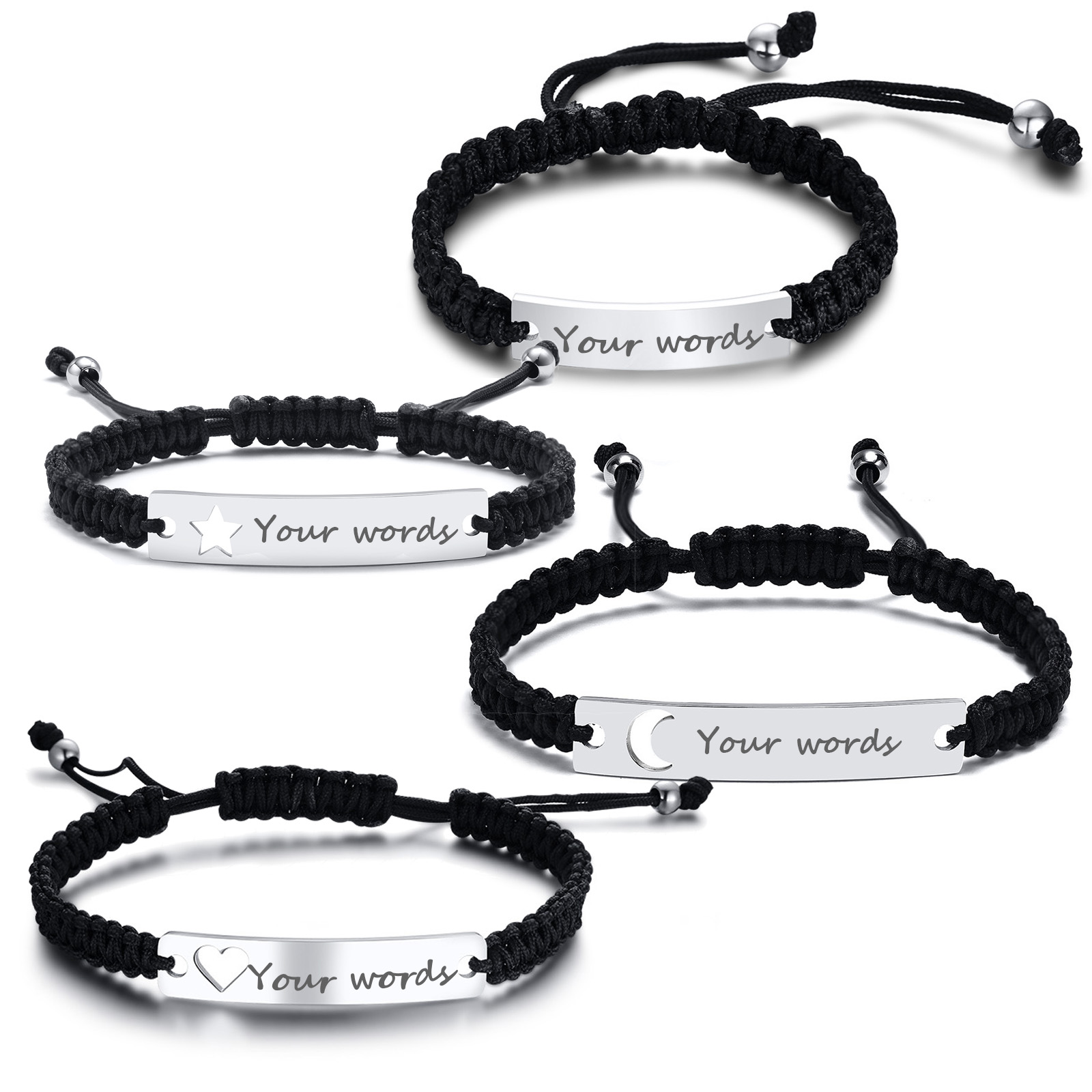 Body Jewelry Back - カスタムヴィンテージ編み込みロープチェーン、ハート、星、月、名前、イニシャル、名言を刻印したステンレス製ジュエリー