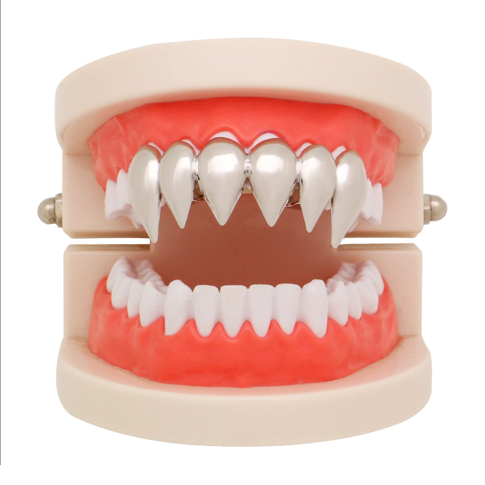 Body Jewelry Brands - ラッキーソニー吸血鬼シャープカスタムグリルブランド新シルバー色シングル歯キャップ grillz パンキーラッパースタイルヒップホップ歯 grillz