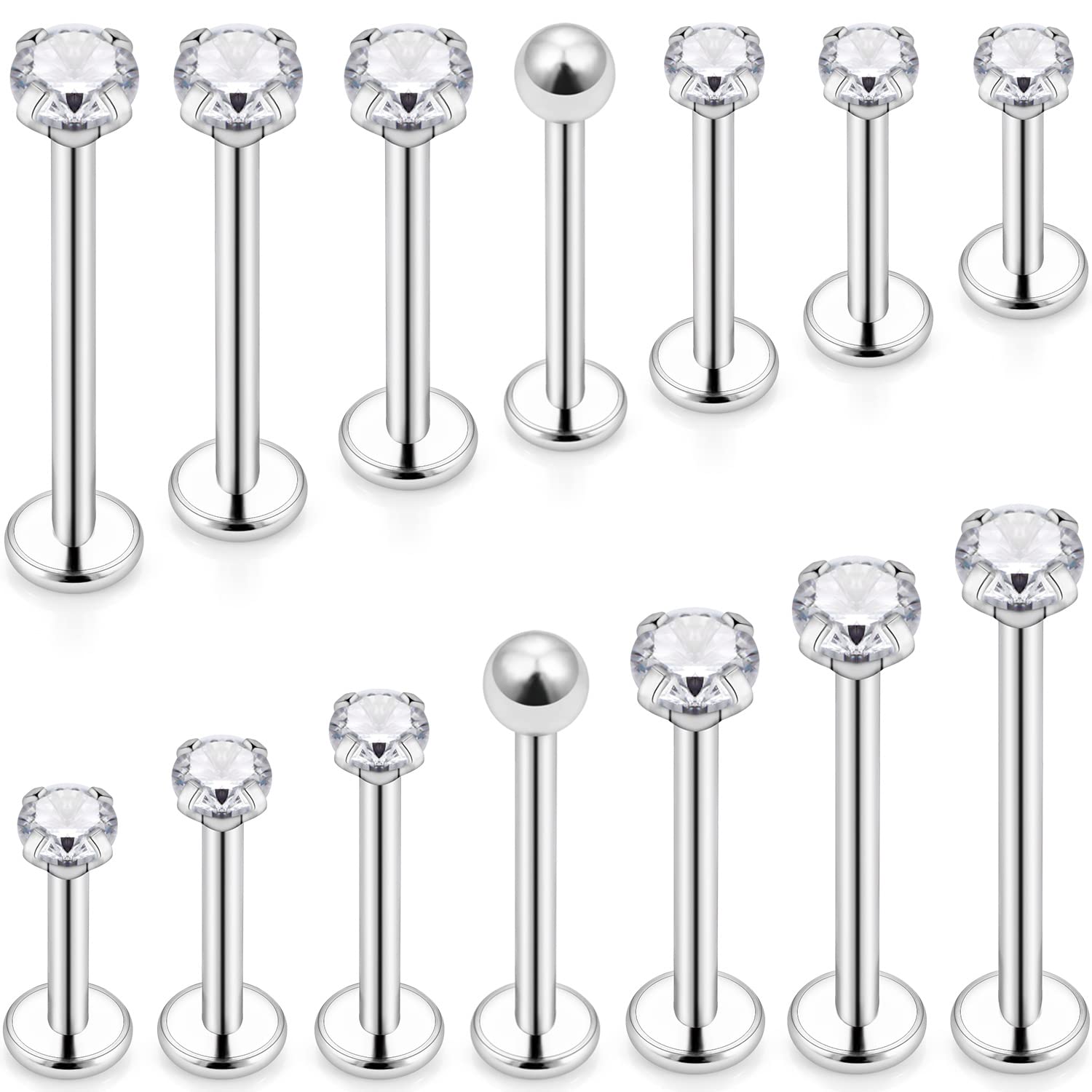 Flat Back Labret Stud - 16 G異なるサイズの平背ネジ柱316 L外科鋼製Labretメデューサモンロー紋頬唇環ネジ柱穿孔ジュエリー