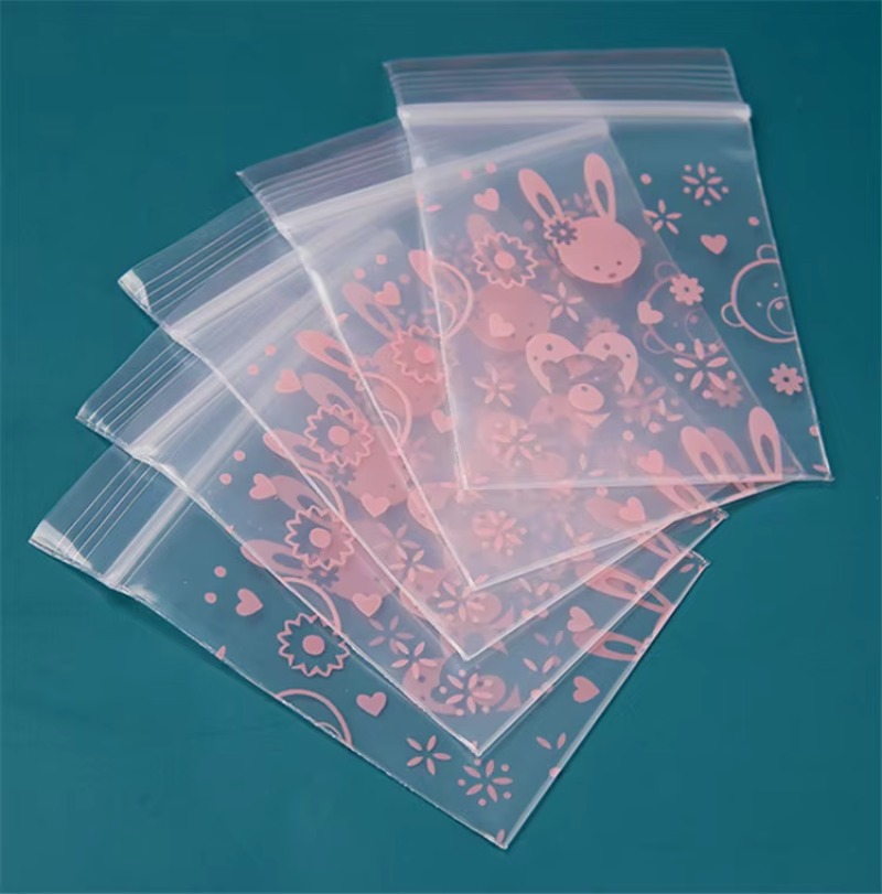 Body Jewelry Back - 100 個ピンクウサギプラスチック PE ジップロック保存袋 DIY 素敵な美容ジュエリー装身具チェーンイヤリングおもちゃギフト包装ポーチ