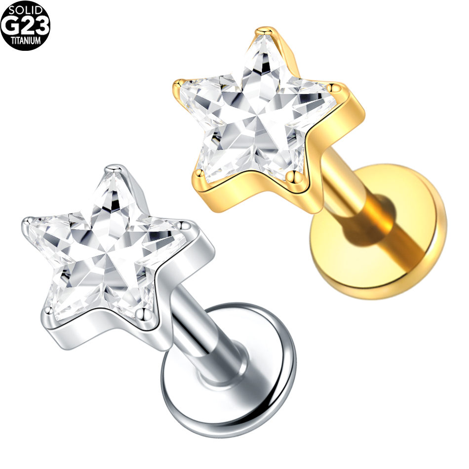1/5個入り G23チタン製 耳軟骨用フラットバックスタッド - Flat Back Labret Stud のレビューと価格