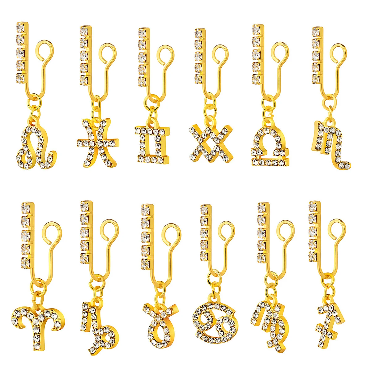 ジルコニアメタルイヤークリップ,12個,2パック,偽のノーズ - Body Jewelry And Earrings のレビューと価格