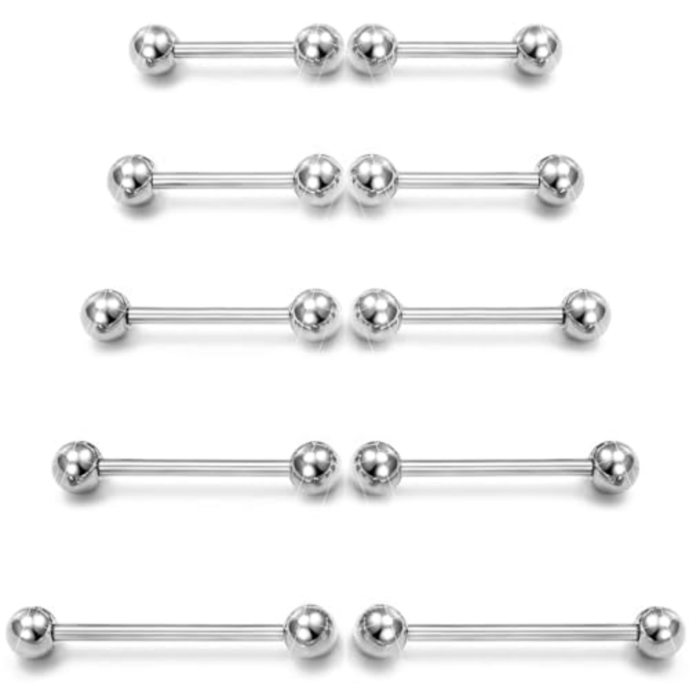 14 G手術鋼直帯刺-男女の舌と乳頭輪-長さ12/14/16 - Tongue Barbell Straight のレビューと価格