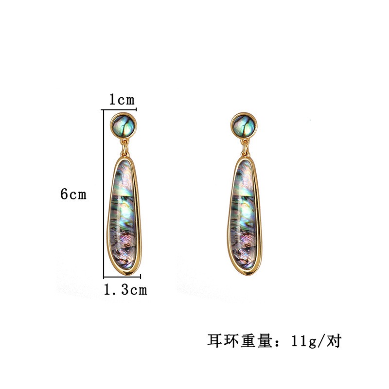 アワビ貝殻紙水滴曲線幾何学ペンダントイヤリングゴールドカラー - Body Jewelry Brands のレビューと価格