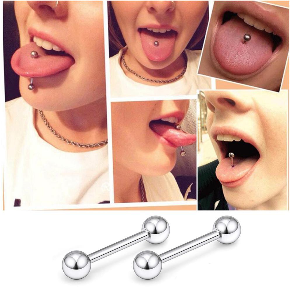 16点/セット14 Gステンレス乳首リング舌環直式バーベル条 - Tongue Barbell Straight のレビューと価格