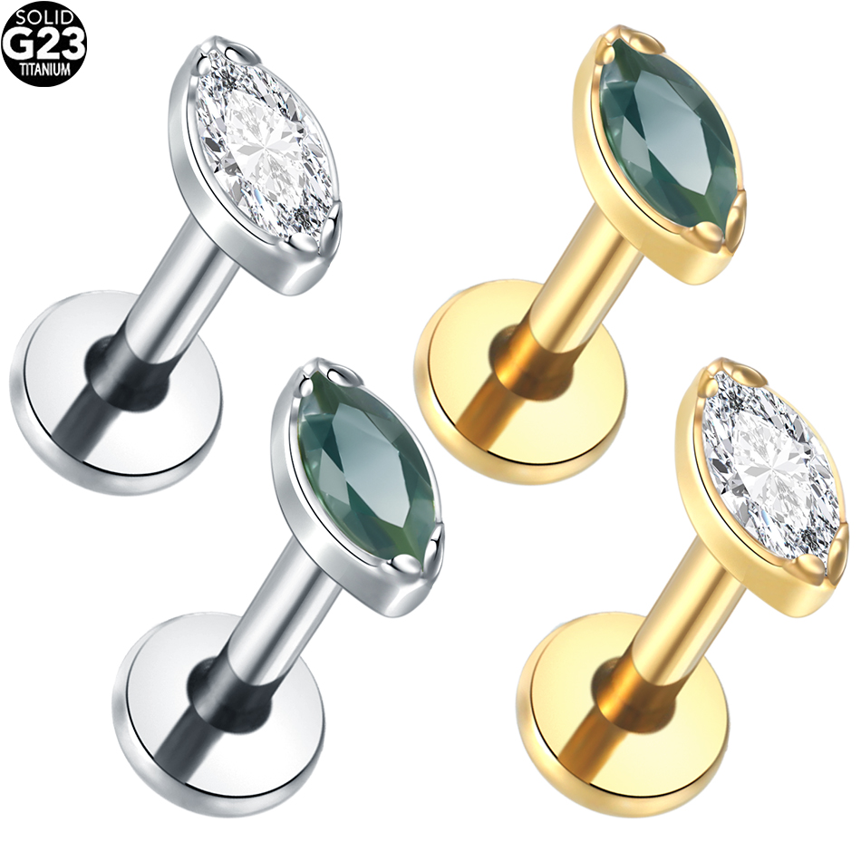 1 個/5 個チタン軟骨イヤリングフラットバック耳珠ヘリック - Flat Back Labret Stud のレビューと価格