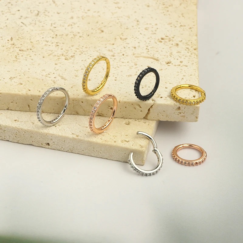 16GクリアCZノーズリングフープ 316Lサージカルステン - Body Jewelry And Earrings のレビューと価格
