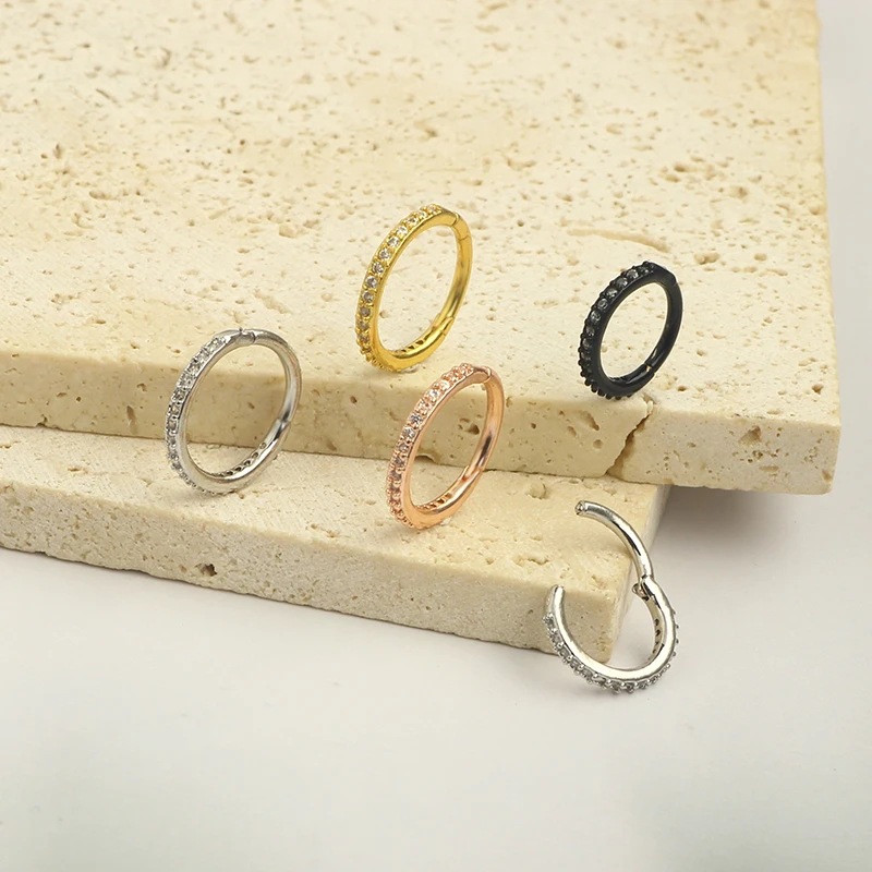 16GクリアCZノーズリングフープ 316Lサージカルステン - Body Jewelry And Earrings のレビューと価格