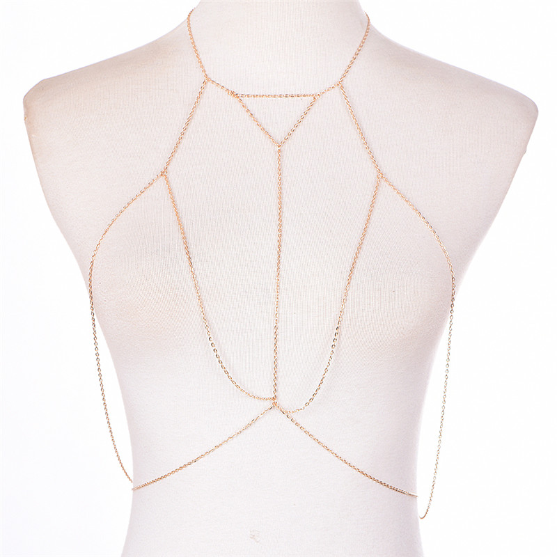 マルチレイヤーハーネスvネックレス,女性用チェーンジュエリー - Body Jewelry Gold のレビューと価格