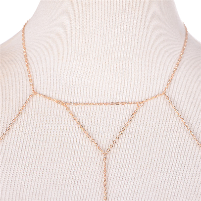 マルチレイヤーハーネスvネックレス,女性用チェーンジュエリー - Body Jewelry Gold のレビューと価格