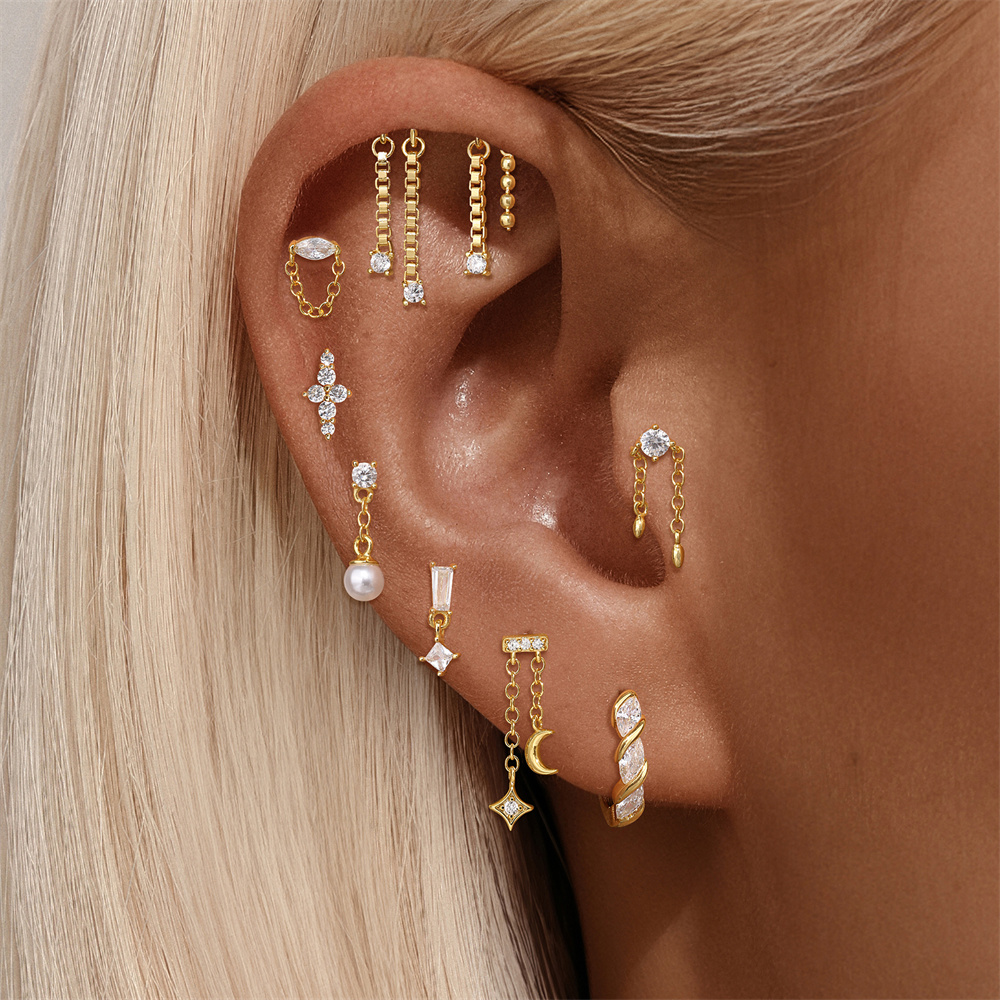 Aide 925スターリングシルバー イヤボーン スタッドピ - Body Jewelry Ear Piercing のレビューと価格