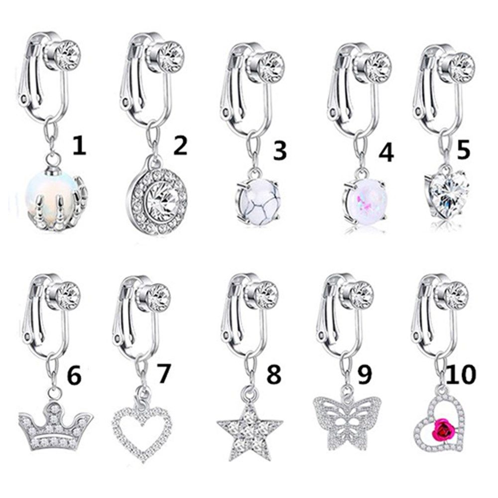 アクセサリークリップオンイヤリング軟骨クリップへそリングフェ - Body Jewelry And Earrings のレビューと価格