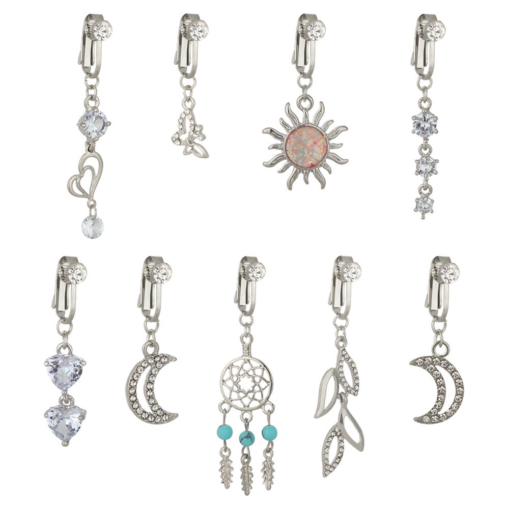 偽の腹と偽のへそピアス,へそピアス,へそ,ニペアクリップ,さ - Body Jewelry And Earrings のレビューと価格