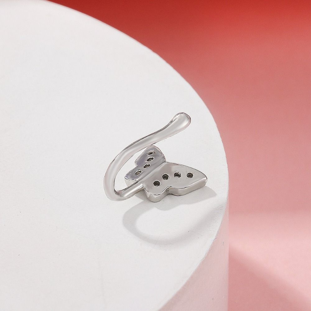 ラインストーンバタフライノーズリング ジルコン銅製クリップオ - Body Jewelry Ear Piercing のレビューと価格