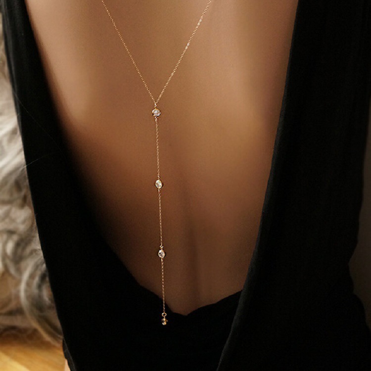 ラインストーン付きセクシーな女性用バックチェーンネックレス、 - Body Jewelry Back のレビューと価格