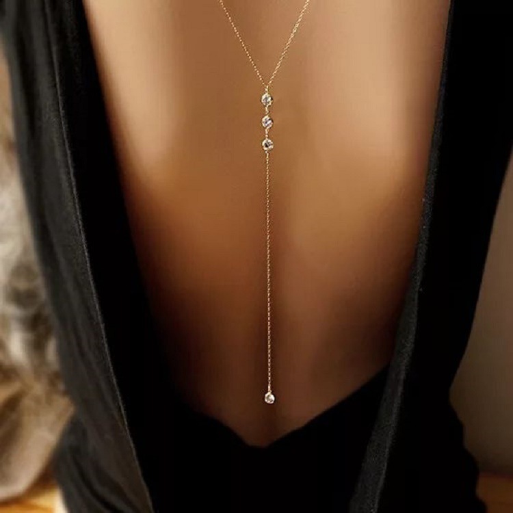 ラインストーン付きセクシーな女性用バックチェーンネックレス、 - Body Jewelry Back のレビューと価格