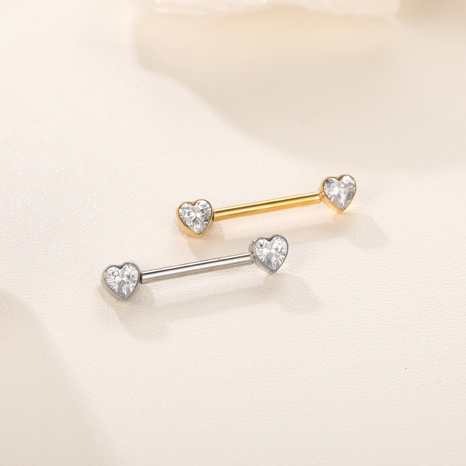 1/5個入り チタン製 ハート型 ニップルピアス 14G イ - Tongue Barbell Straight のレビューと価格