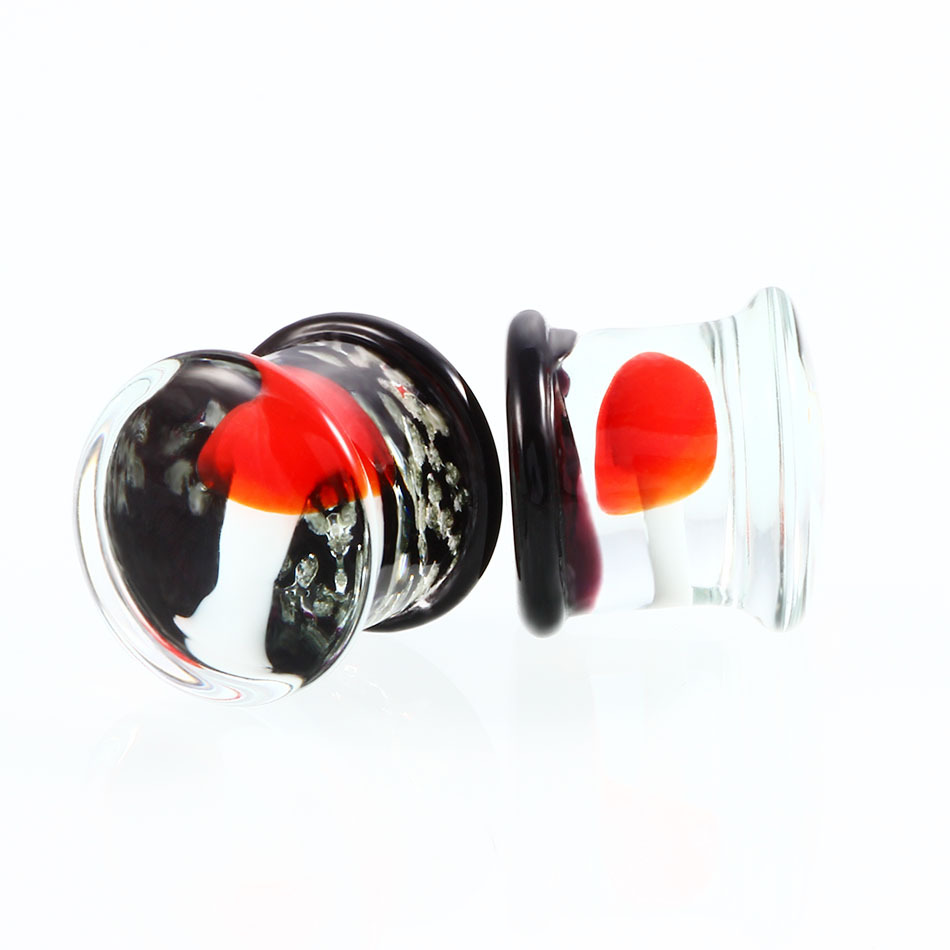 新ブランド 1 ペア Mangic 発光キノコガラス耳栓トン - Body Jewelry Brands のレビューと価格
