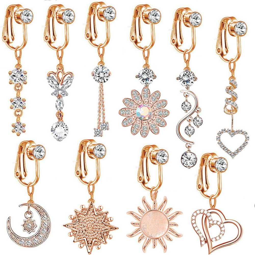 クリップオン臍軟骨クリップイヤリングクリップフェイクピアスへ - Body Jewelry And Earrings のレビューと価格