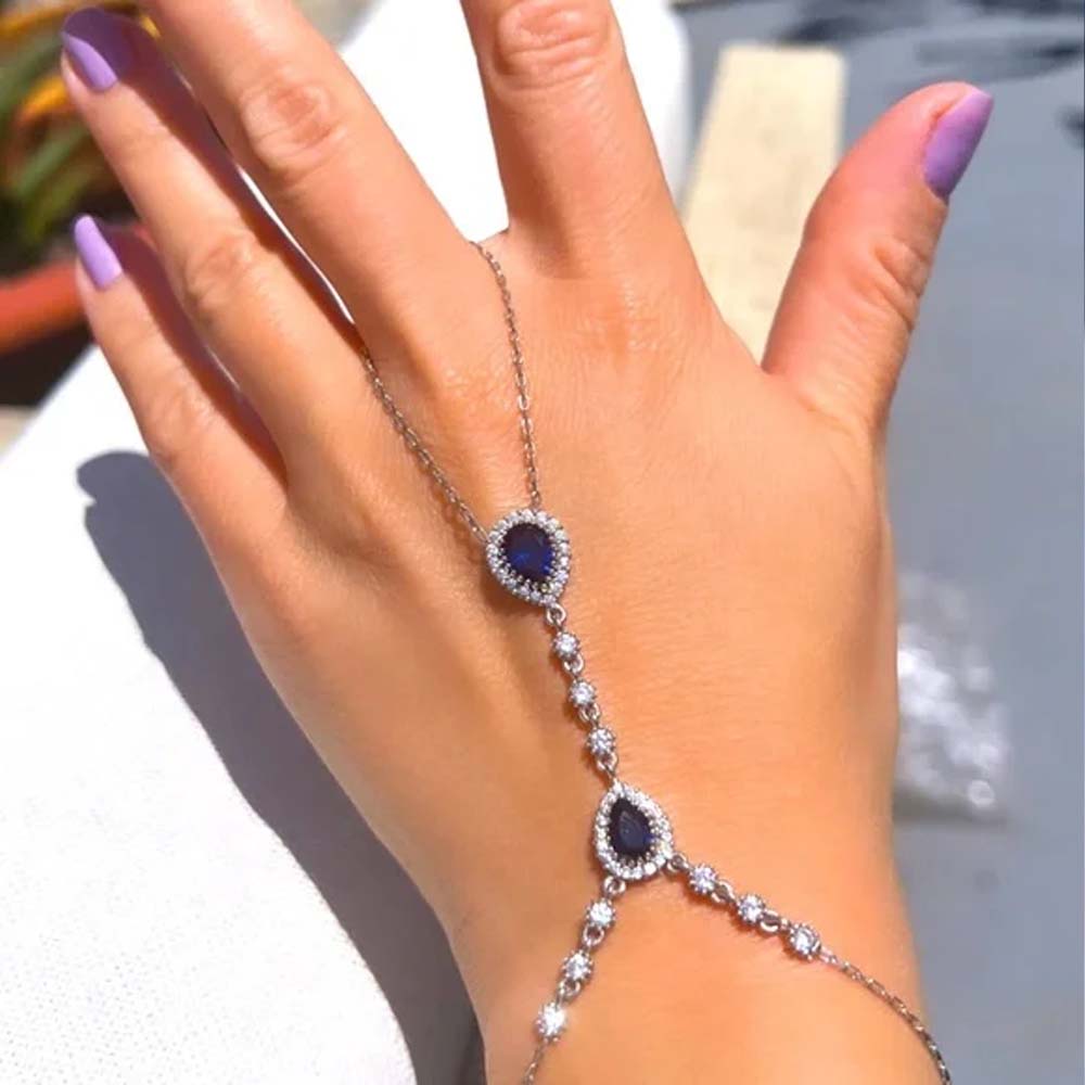 Stonefans-女性のための青いラインストーンフィンガー - Body Jewelry Dubai のレビューと価格