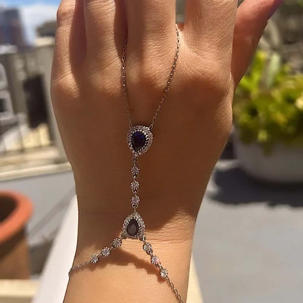 Stonefans-女性のための青いラインストーンフィンガー - Body Jewelry Dubai のレビューと価格