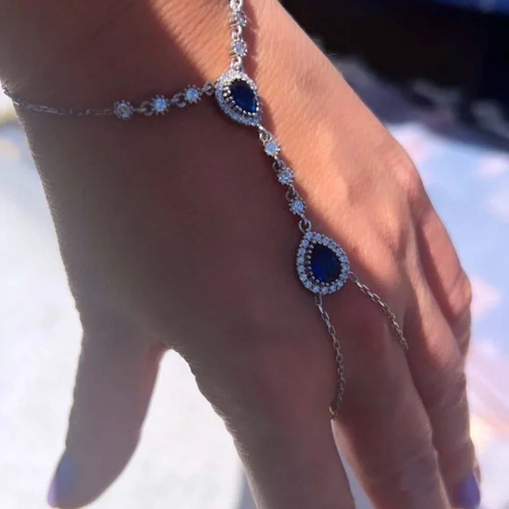Stonefans-女性のための青いラインストーンフィンガー - Body Jewelry Dubai のレビューと価格