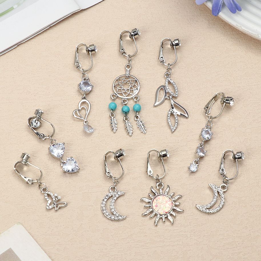 フェイクベリースターフェイクベリーピアスハートクリップオン臍 - Body Jewelry And Earrings のレビューと価格