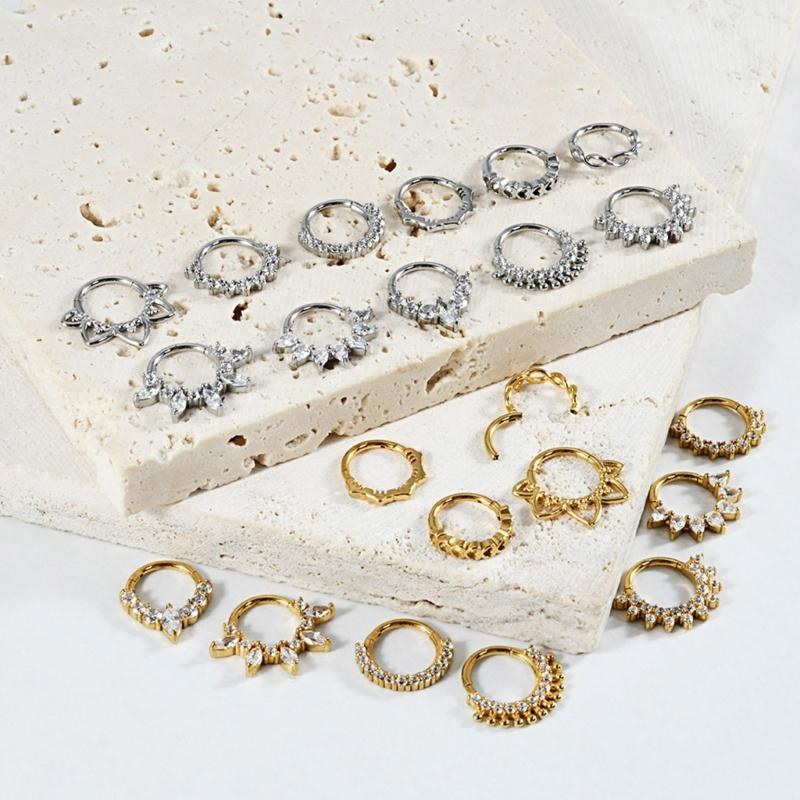 31BB クリスタル鼻耳軟骨リングスタイリッシュなセプタムリ - Body Jewelry Ear Piercing のレビューと価格