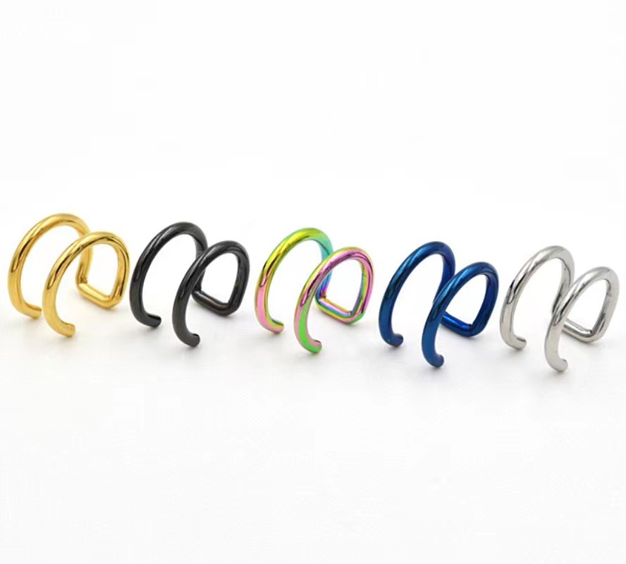 2個セット 316Lステンレス製 クリップ式イヤーカフ ヘリ - Body Jewelry And Earrings のレビューと価格