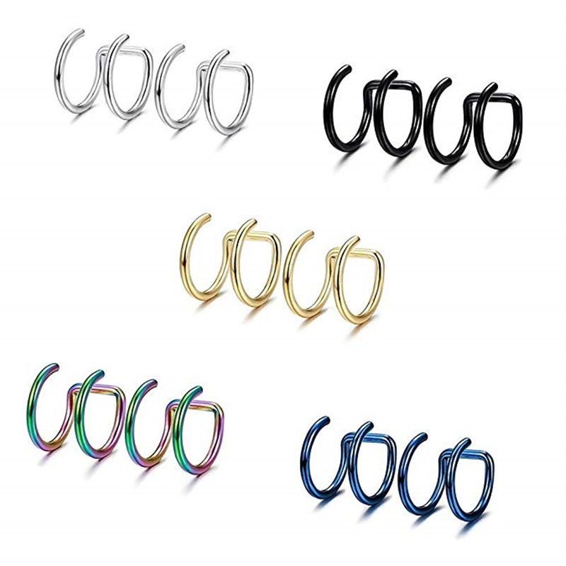 2個セット 316Lステンレス製 クリップ式イヤーカフ ヘリ - Body Jewelry And Earrings のレビューと価格