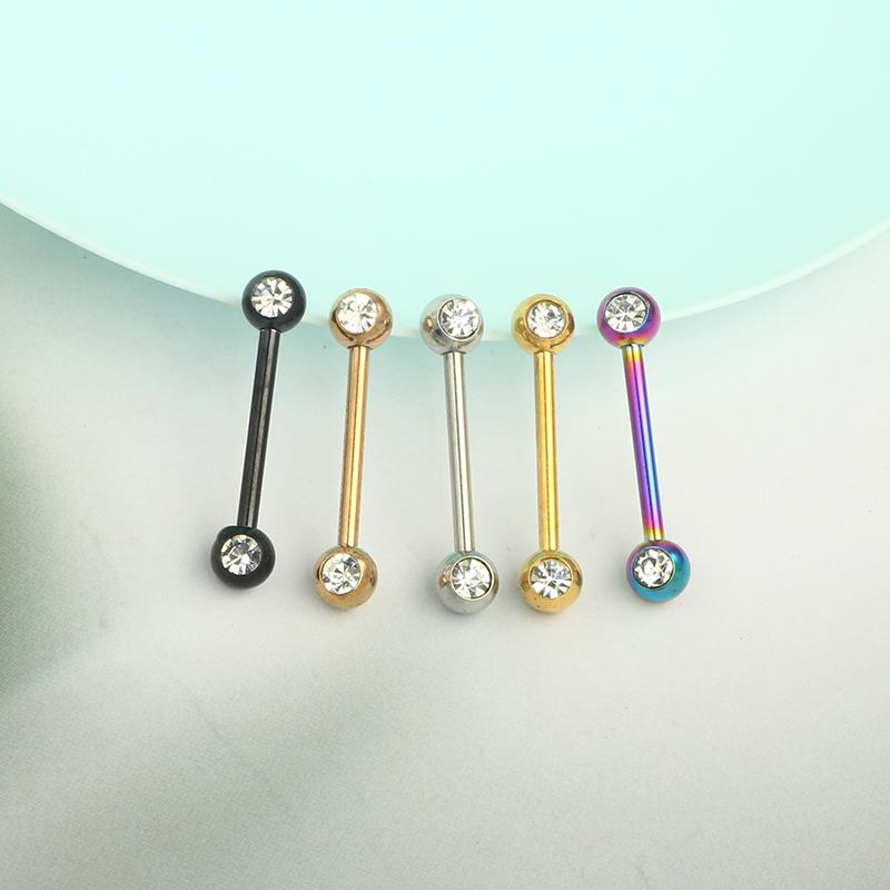 卸売ストレートバーベルクリスタル舌リング 14 グラム乳首リ - Tongue Barbell Straight のレビューと価格