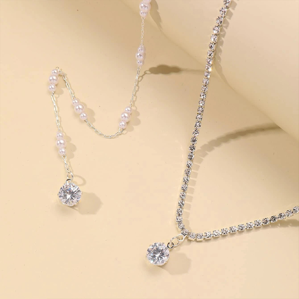女性のための真珠と石のチェーンネックレス,高級ジュエリー,夏 - Body Jewelry Back のレビューと価格