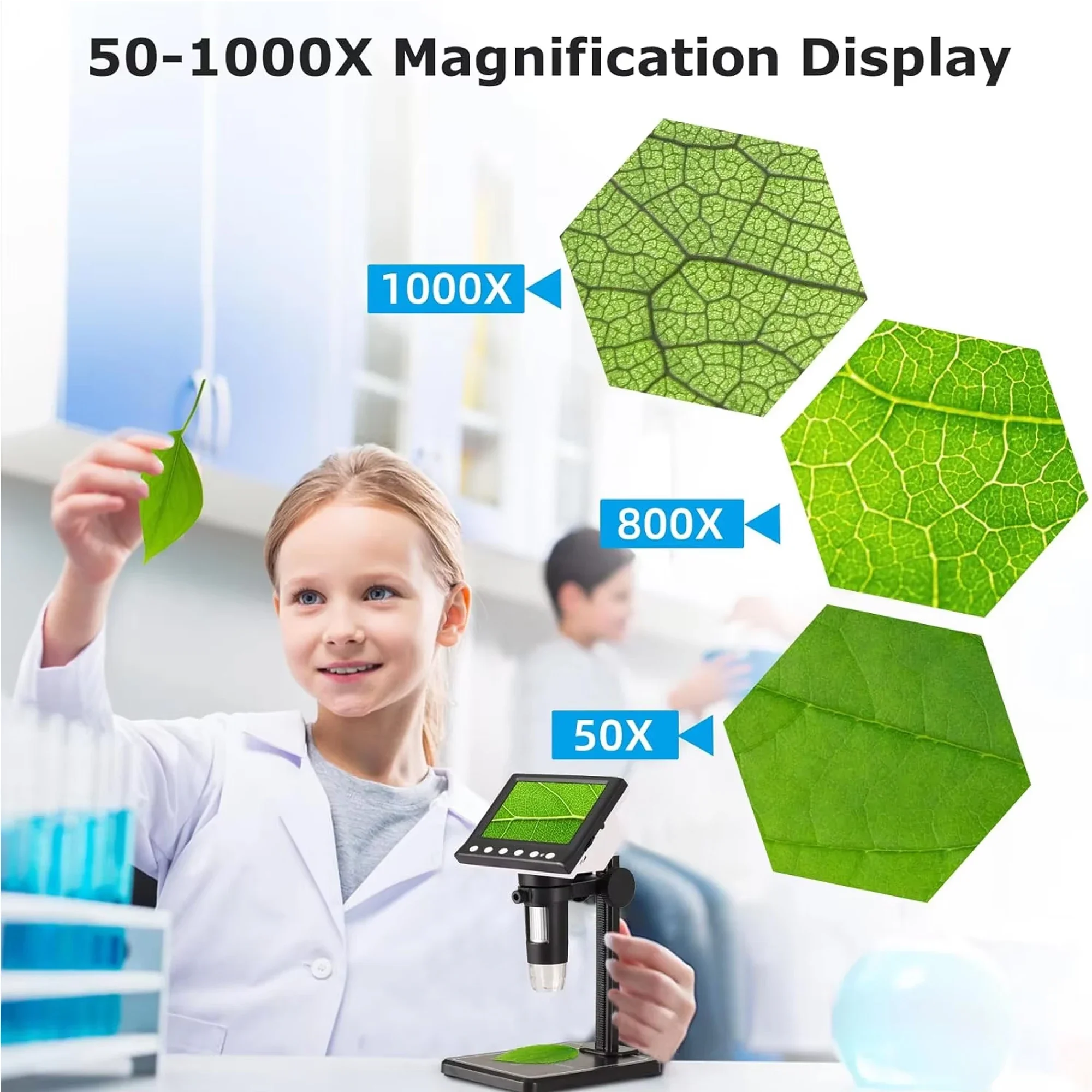ポータブル4Kデジタル顕微鏡 1000倍拡大 8 LED U - Body Jewelry Repair のレビューと価格