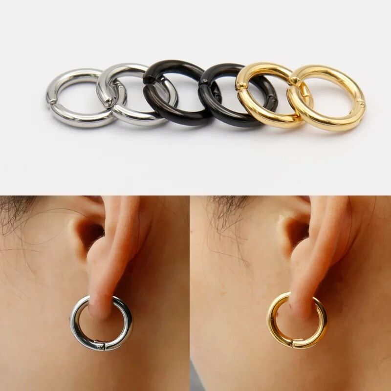 偽のハギーフープイヤリング、男性と女性のためのステンレス鋼ク - Body Jewelry And Earrings のレビューと価格